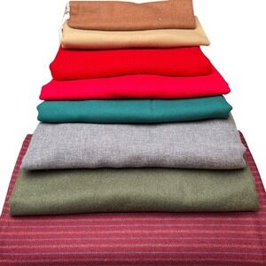Vintage Wool Fabric Lot 9 Pieces Mixed Colors Slow Fashion Upcycled DIY‎